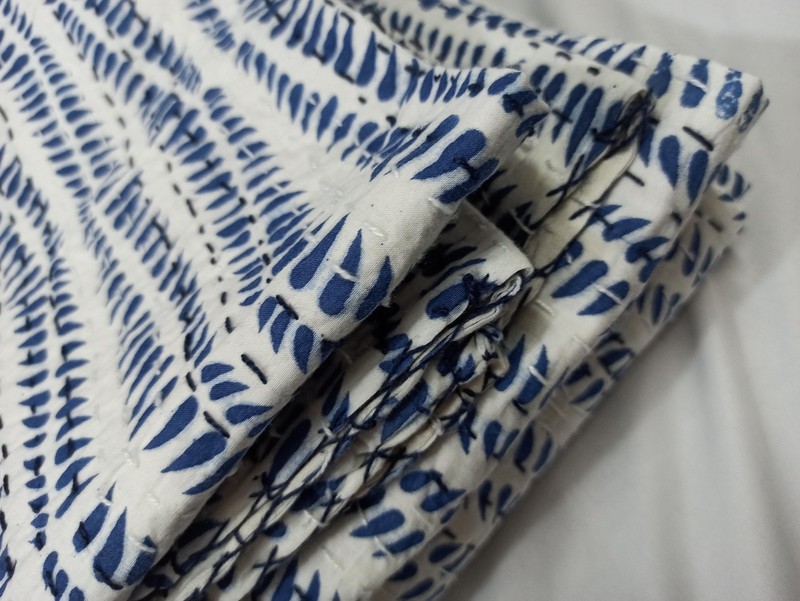 Block Print Indian Kantha Quilt King Handmade Cotton Bedspread Blanket Throw gallery