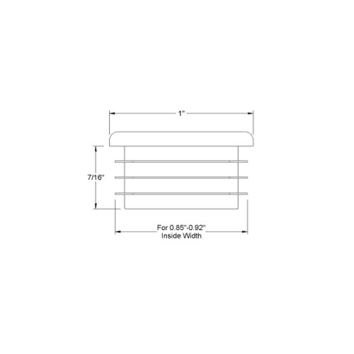 1" x 1" Square Ribbed Plastic Post End Cap Glide Plugs for 14-20ga Tubing gallery