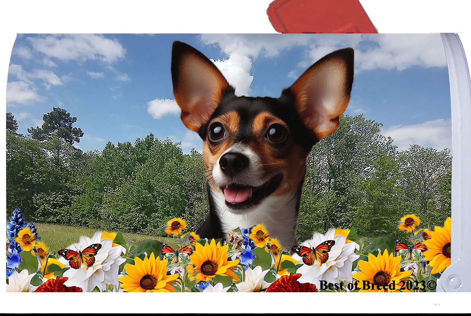 Rat Terrier Summer Flowers Mail Box Cover gallery