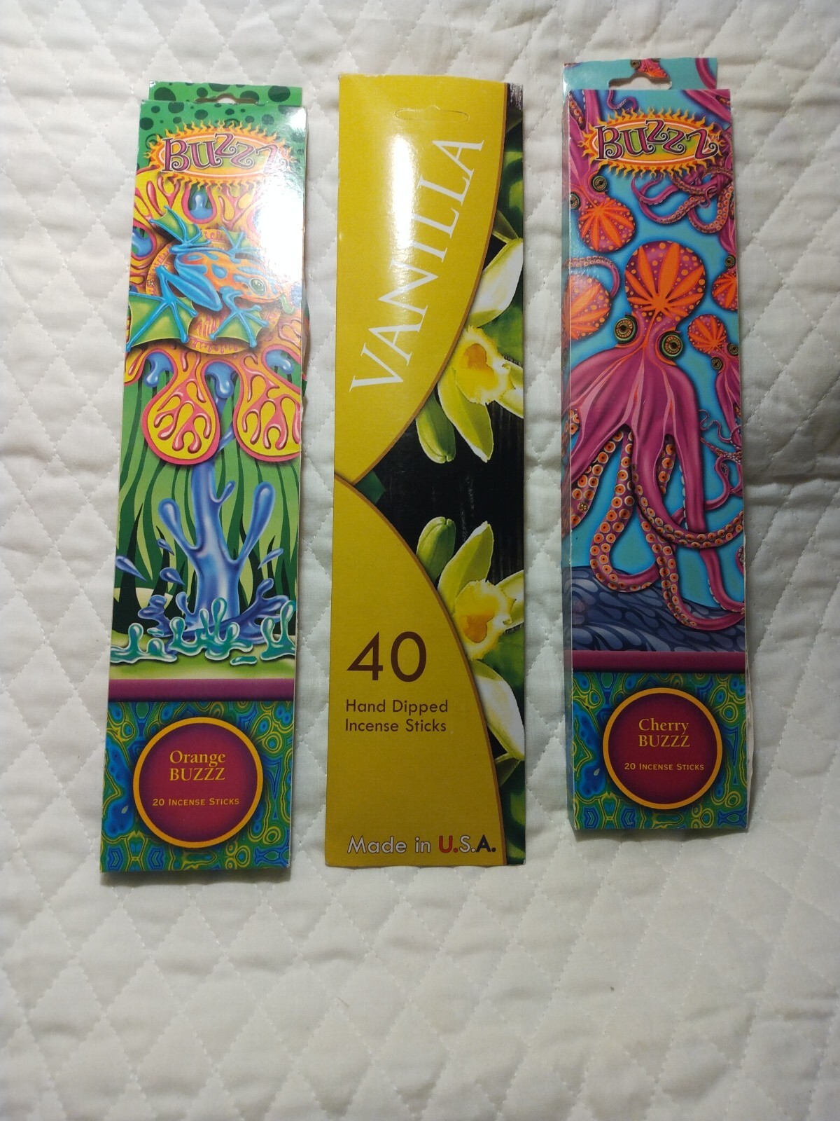 Buzz Orange And Cherry Incense Sticks Plus Made In USA Vanilla Vtg. 2004 gallery