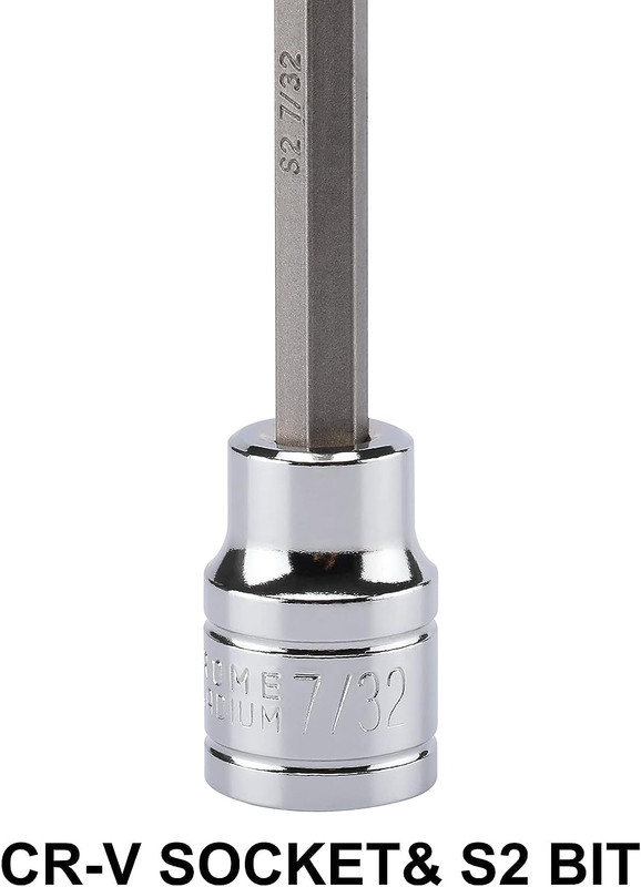 3/8" Drive Extra Long Allen Hex Bit Socket Set, 1/8" - 3/8", 3-10Mm, S2&CR-V,... gallery