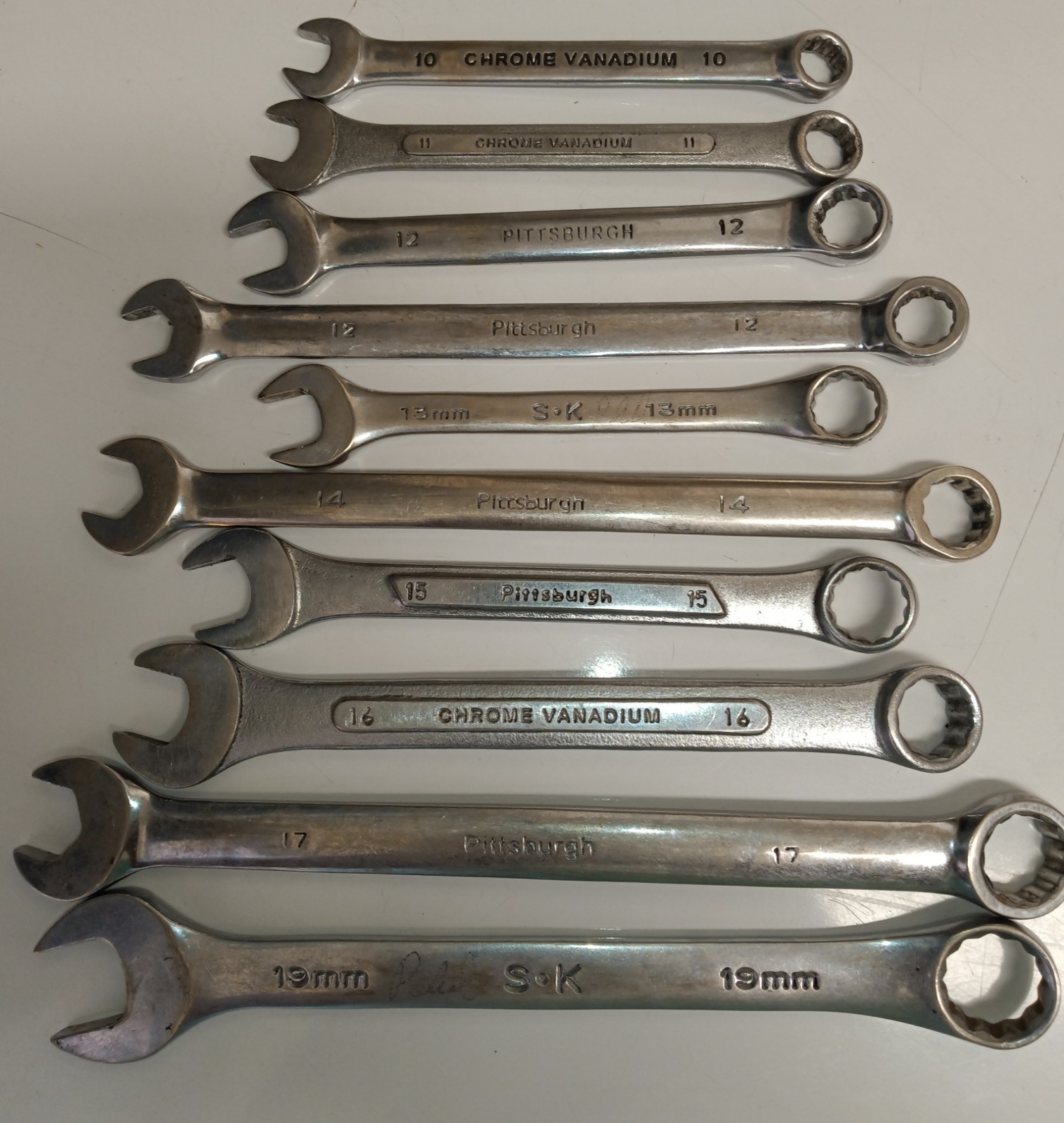 10 Piece Combo Wrench Set Pittsburgh & S K MM 10,11,12L,13SK, 14L,15,16,17,19SK gallery