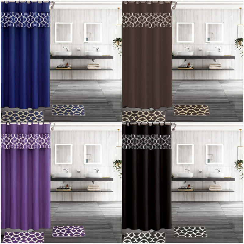 NEW 15PC SET BATHROOM RUG MAT SHOWER CURTAIN OR CERAMIC MIX COLOR DESIGN BFLY gallery