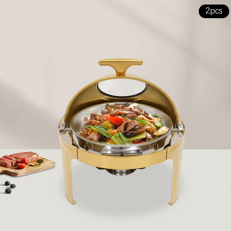 2-Pack Commercial Buffet Chafer Set, 66lb Capacity per Unit - Catering Supplies gallery