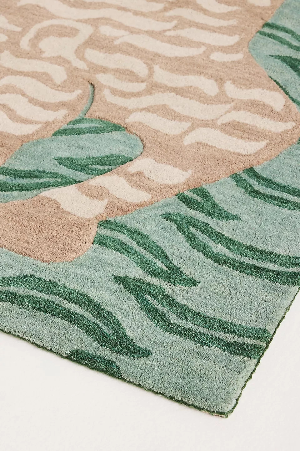 Green Hand Tufted 100% Wool Tiger Rug Area Rug Carpet gallery