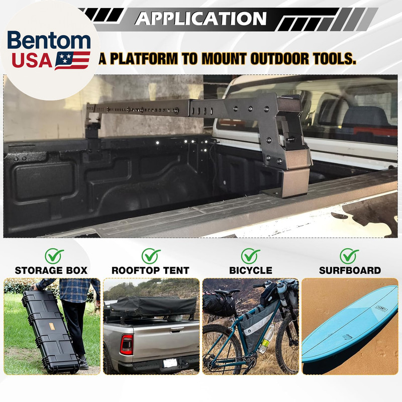 Universal Adjustable Truck Bed Rack Cross Bar Fit Most Sizes Trucks(Width 53-73 gallery