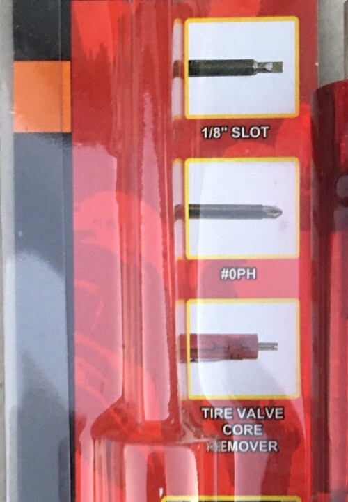 3 in 1 Pocket Screwdriver w/ Tire Valve Core Remover, 1/8" Slot,#0PH Tips gallery