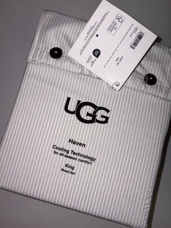 UGG 4PC KING Sheet Set "RONICA" COOLING TECHNOLOGY ALL-SEASON - WHITE STRIPED gallery