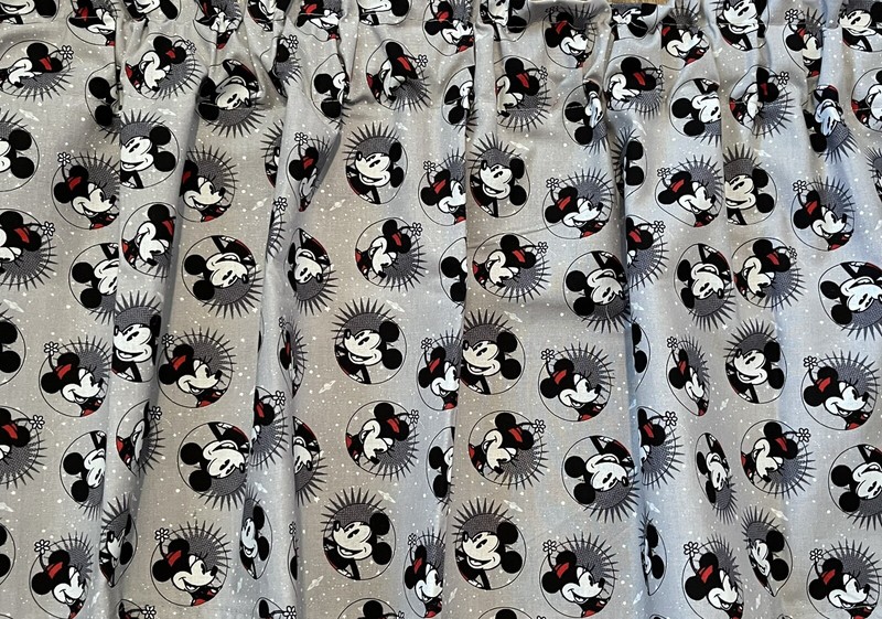 Grey, Mickey Mouse, Circles, Valance 42"W X 15"L Window Curtain Valance gallery