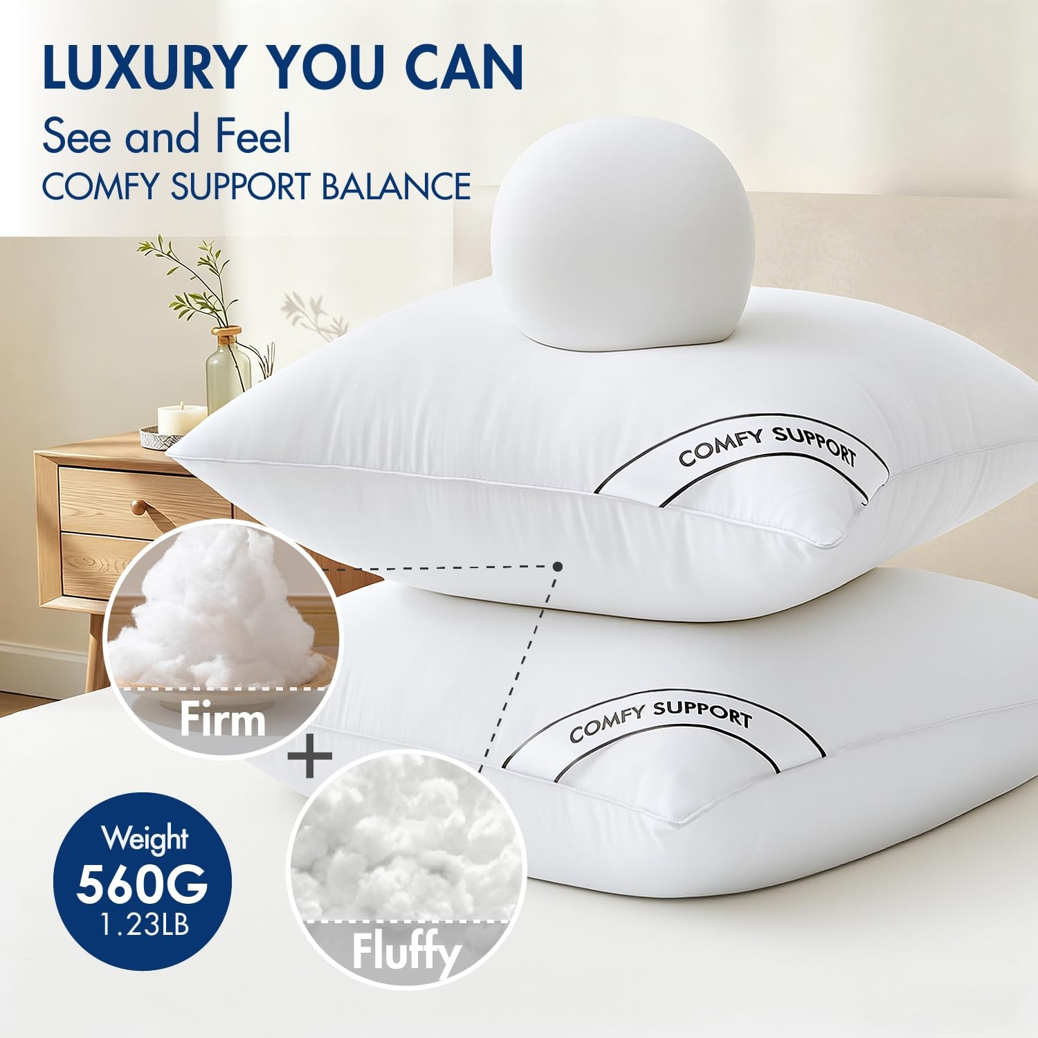 18x18 Inch Pillows Inserts, Pack of 4 Down Alternative Virgin Filling Comfy T... gallery