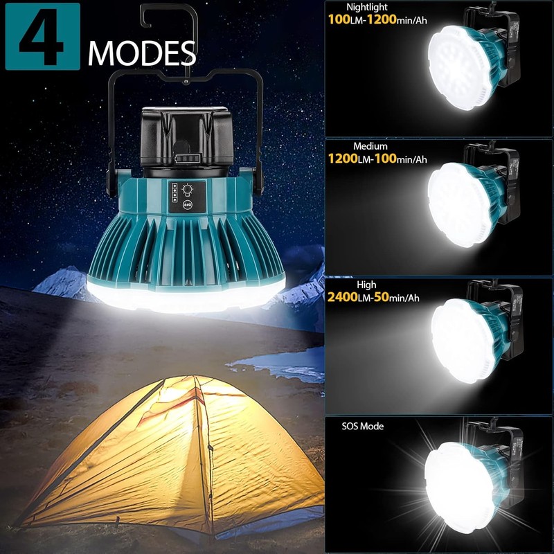 24W 2400LM LED Flashlight Work Light LED Camping Lantern for Makita 18v Battery gallery