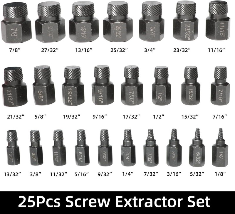 25 PCS Impact Bolt Extractor Set Nut Remover Set Stripped Extraction Socket Tool gallery