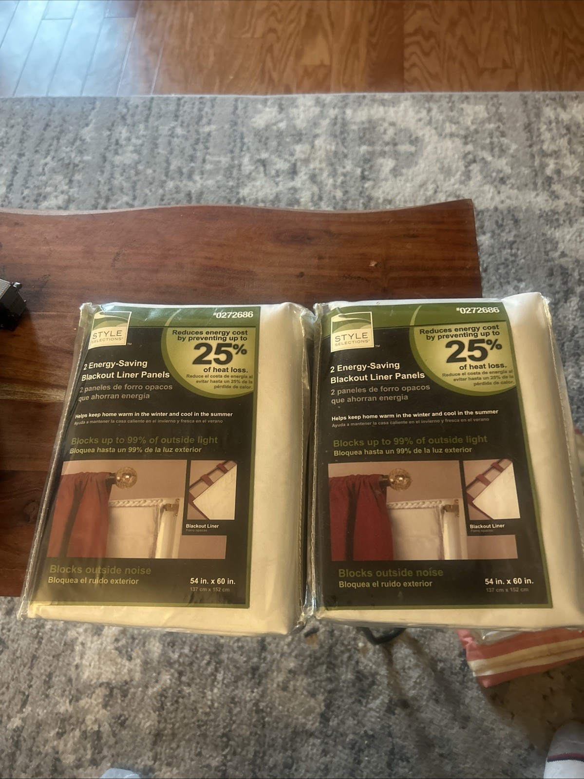Two (2) Style Selections Energy-Saving Blackout Liner Panels 54x60 Inch White gallery