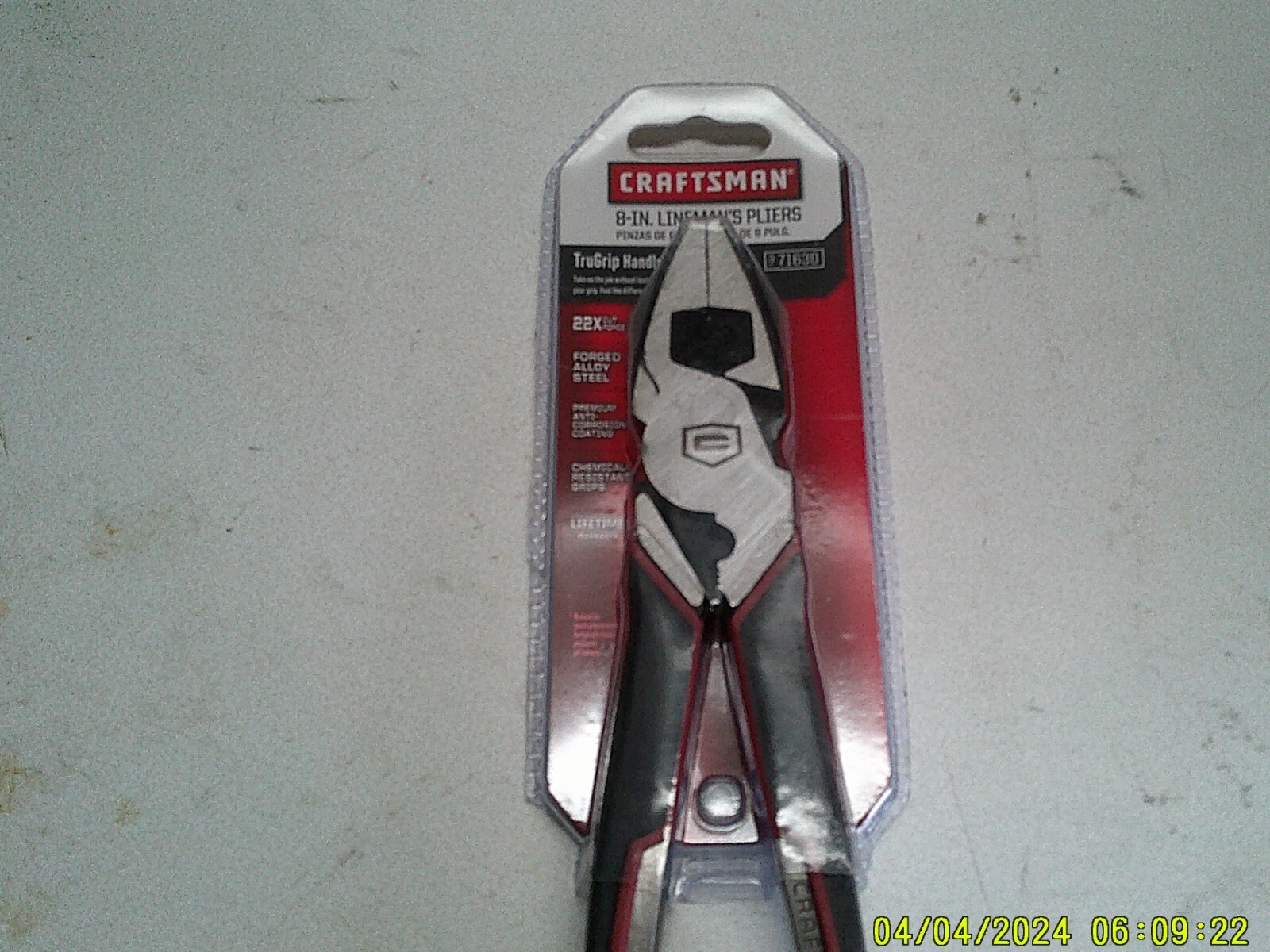 Craftsman 8" Lineman Pliers Wire Cutter With TruGrip Handle 71630 New in Pack gallery