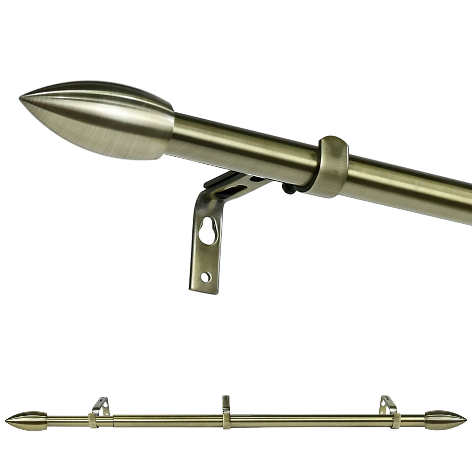 5/8“ Diameter Adjustable Bullet Single Curtain Rod Set, 28”-48“/48”-84“/84”-120” gallery
