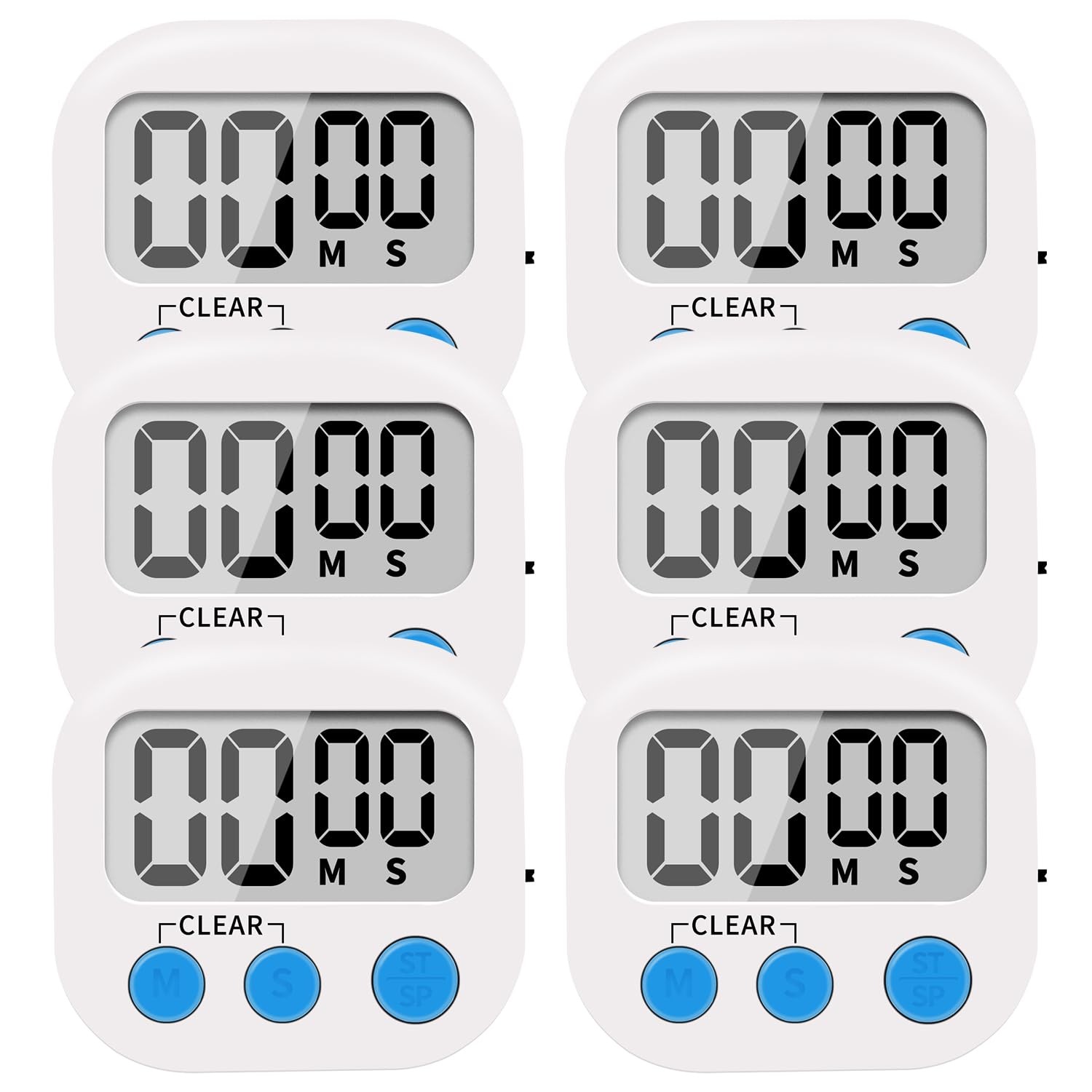 6 Pack Small Digital Kitchen Timer Magnetic Back and ON/Off Switch,Minute Sec... gallery