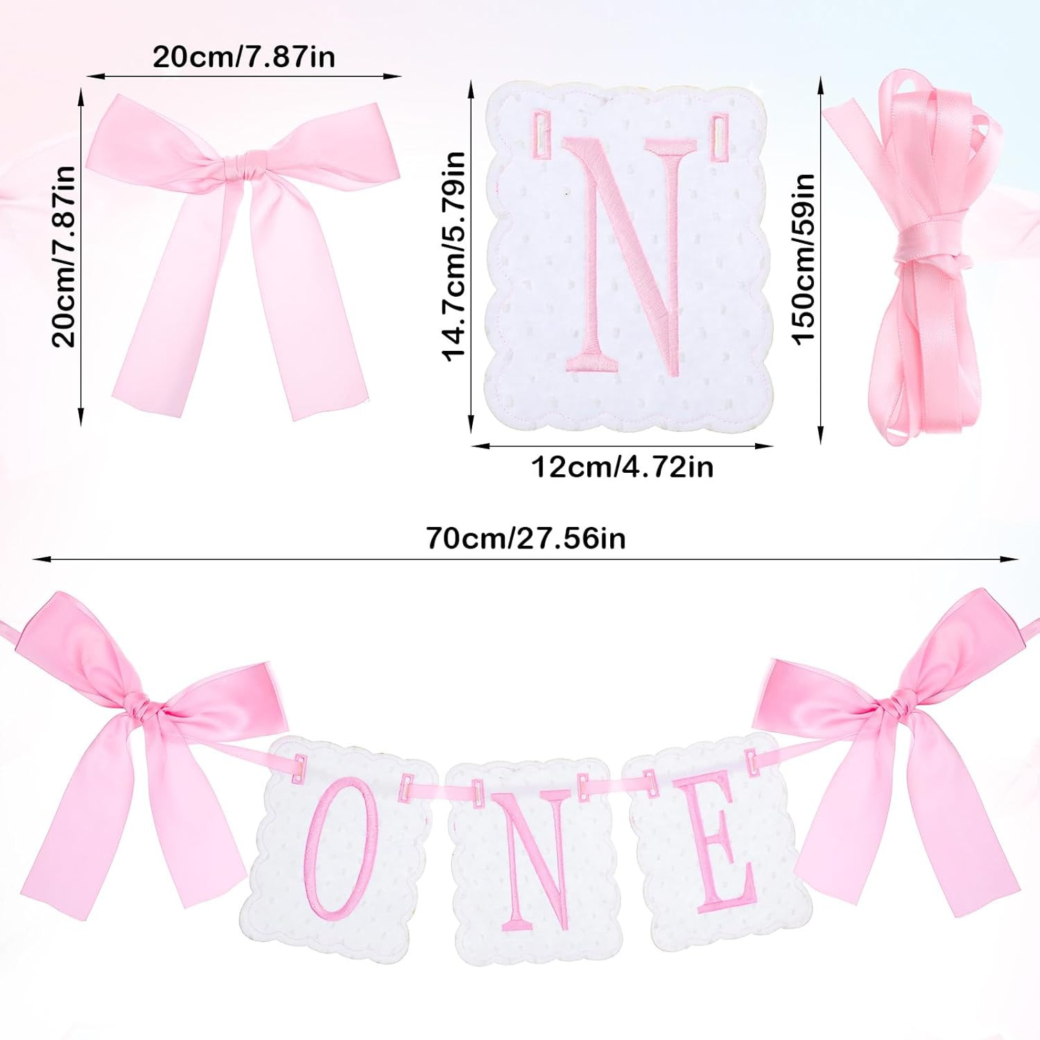 Pink Bow One High Chair Banner First Birthday Girl, Pink Bow 1St Party Decoratio gallery