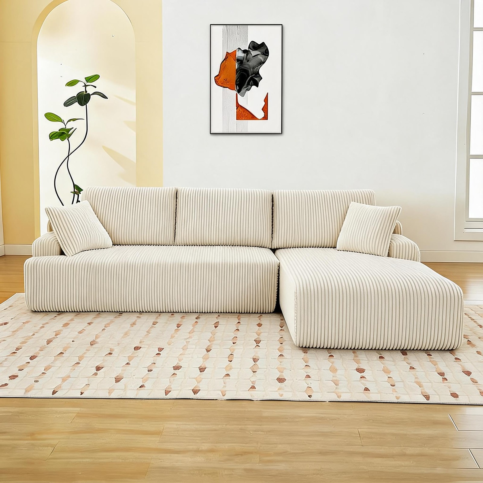 106'' L-Shaped Cloud Modular Sectional Sofa Left Facing Chaise Lounge Boneless gallery