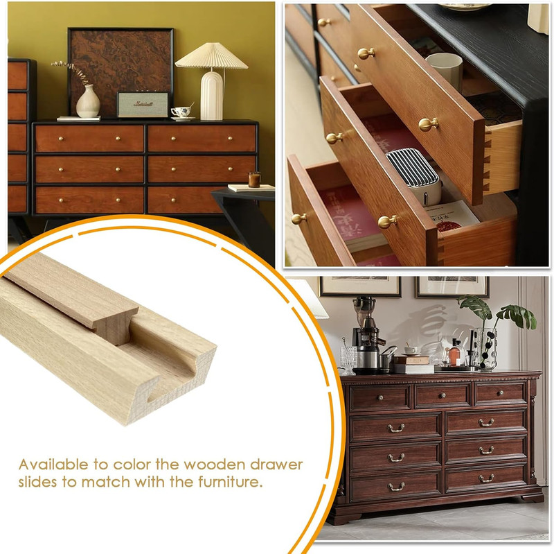 Wooden Drawer Slides Classic Guide Center Mount Track 17.7 Inchs, Wood Undermoun gallery