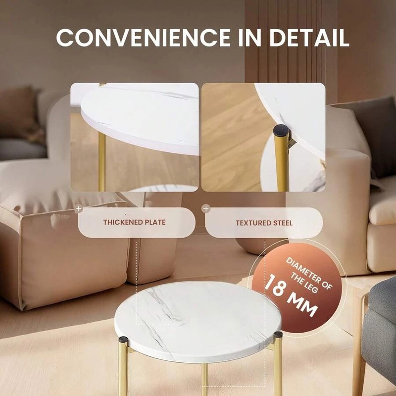 Double-Tier Round Side Table Minimalist Accent Indoor Outdoor gallery