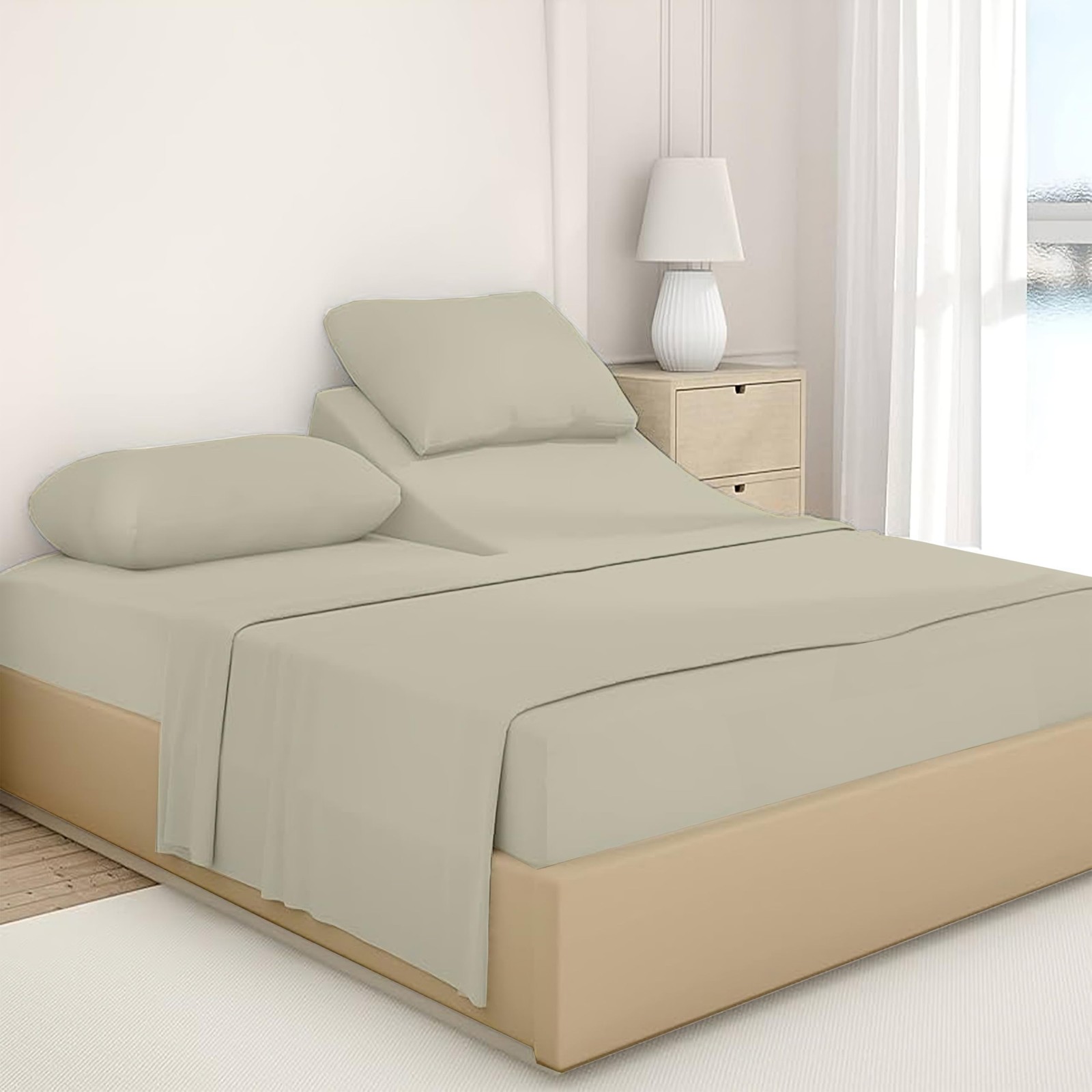 Split Top King Sheets Sets for Adjustable Beds - 100% Natural Cotton Split He... gallery