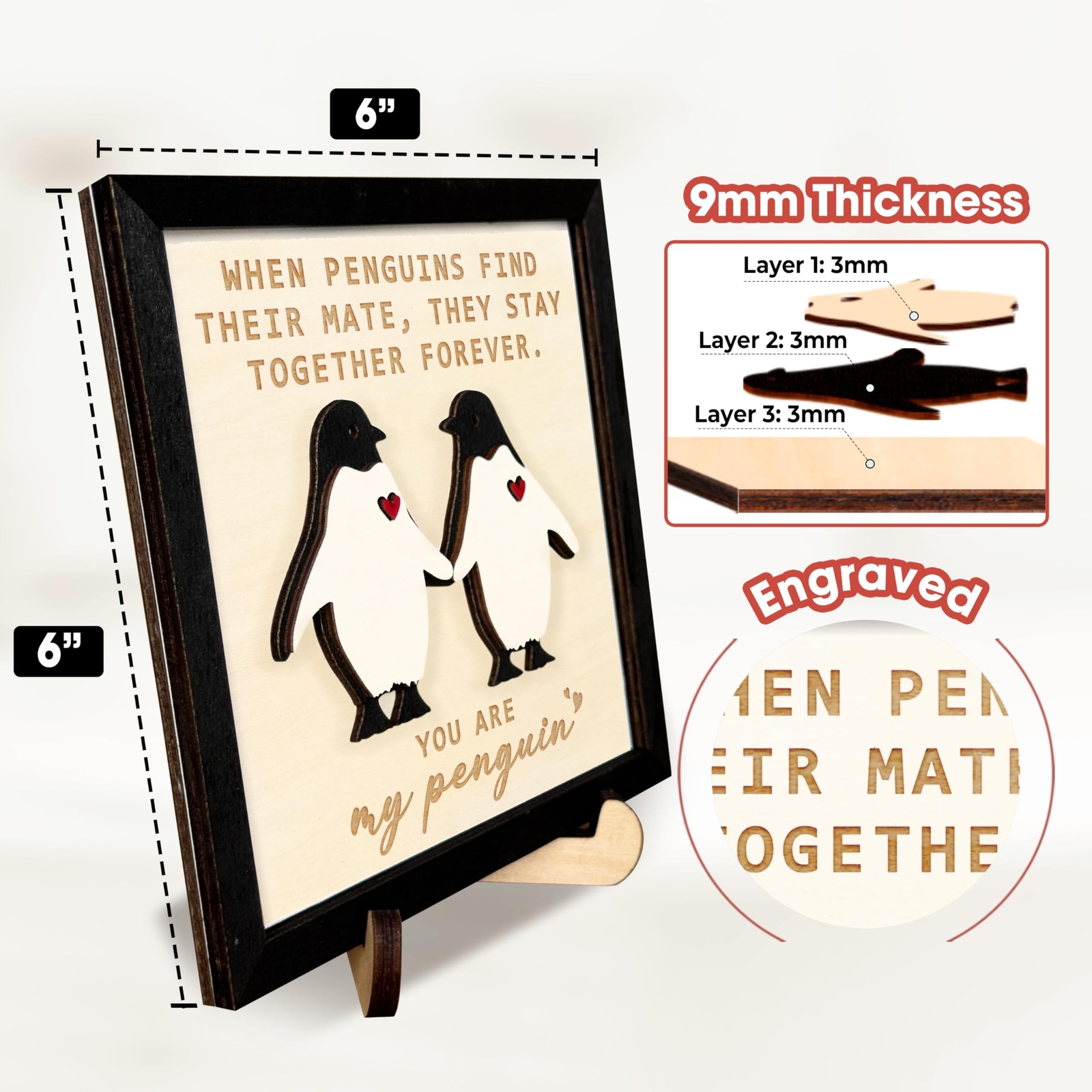 You Are My Penguin Romantic Frame with Puzzle Keychains for Him Her Couple Si... gallery