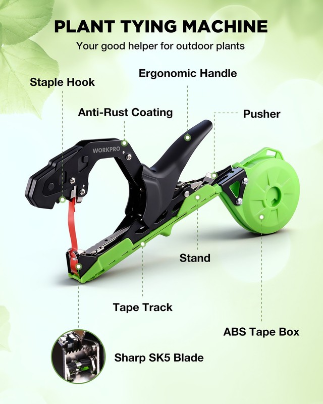WORKPRO Plant Tying Machine Lightweight Tape Gun for Tying Vines & Support Plant gallery