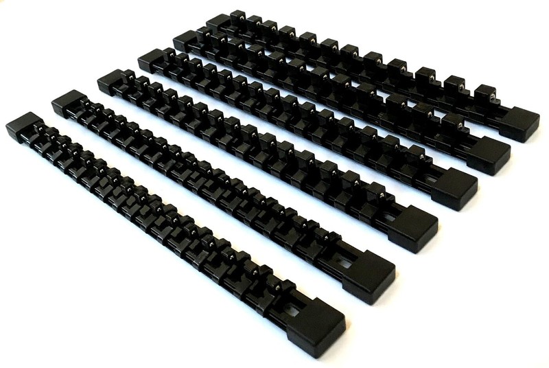 6 GOLIATH INDUSTRIAL MOUNTABLE SOCKET RAIL HOLDER ORGANIZER BLACK 1/4 3/8 1/2 gallery