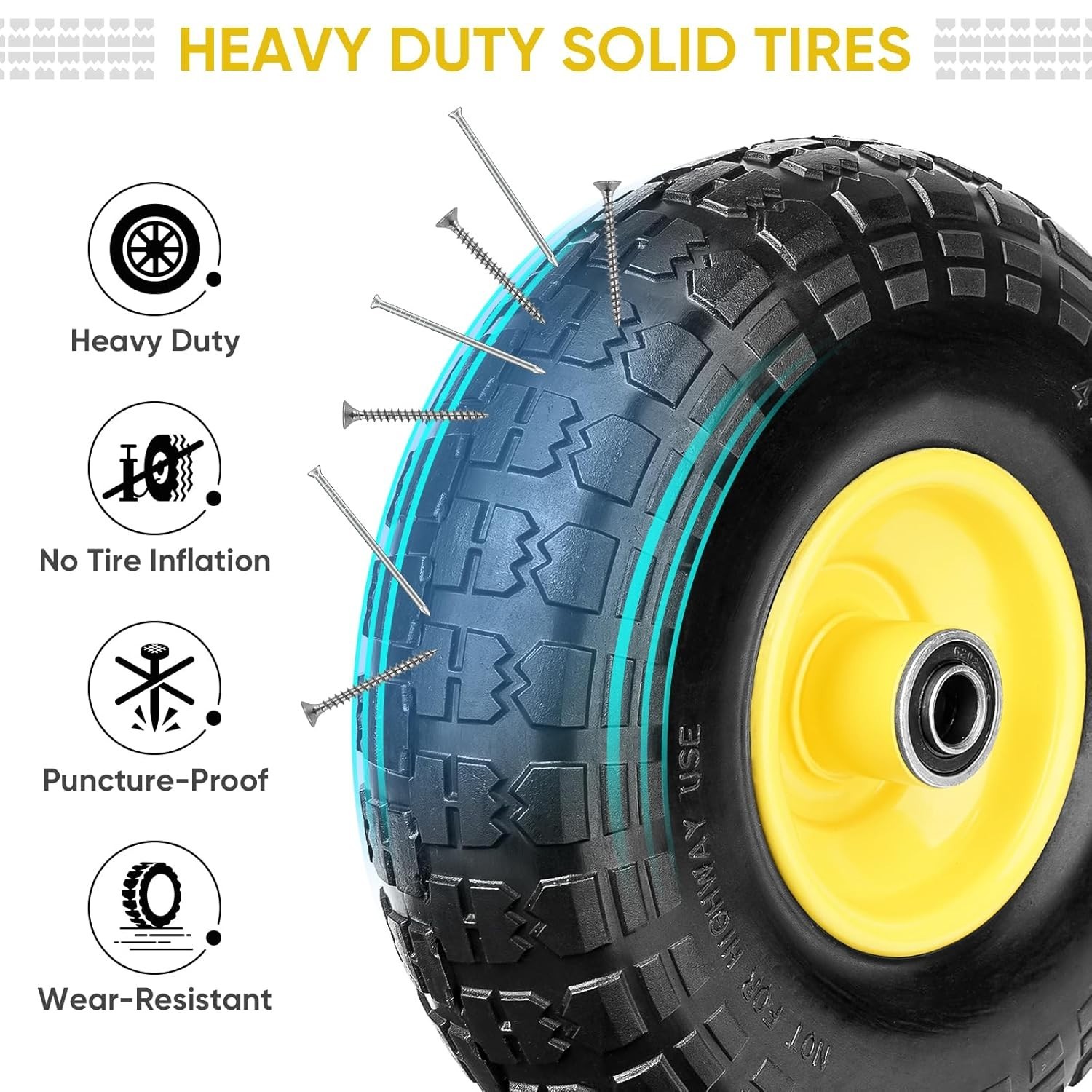 4.00-6 Tire and Wheel Flat Free, 2 Pack 13" Solid Tires with 5/8" Axle Bore H... gallery