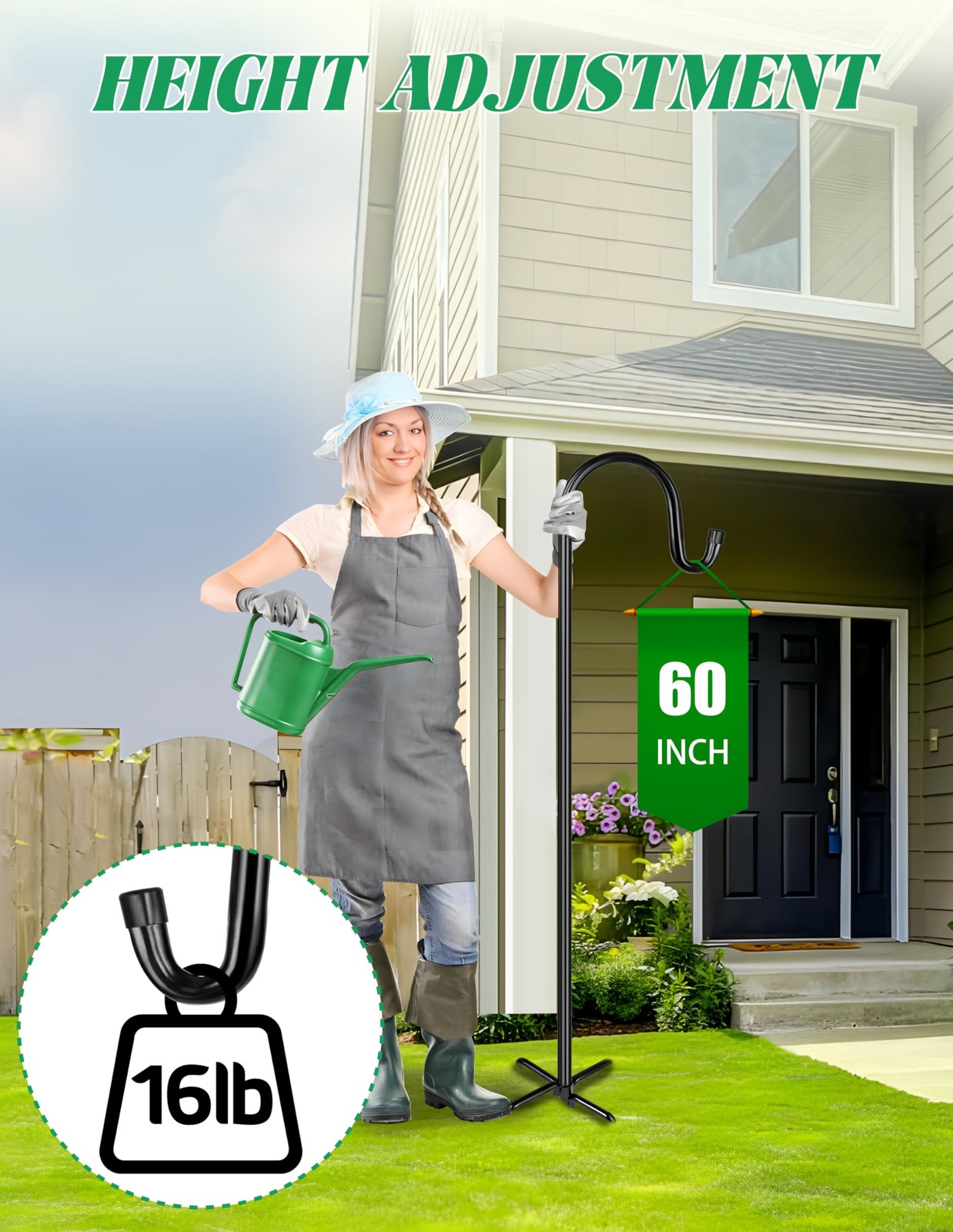 Bird Feeder Pole for Outdoor, 60 Inch Shepherds Hooks Heavy Duty Garden Pole ... gallery
