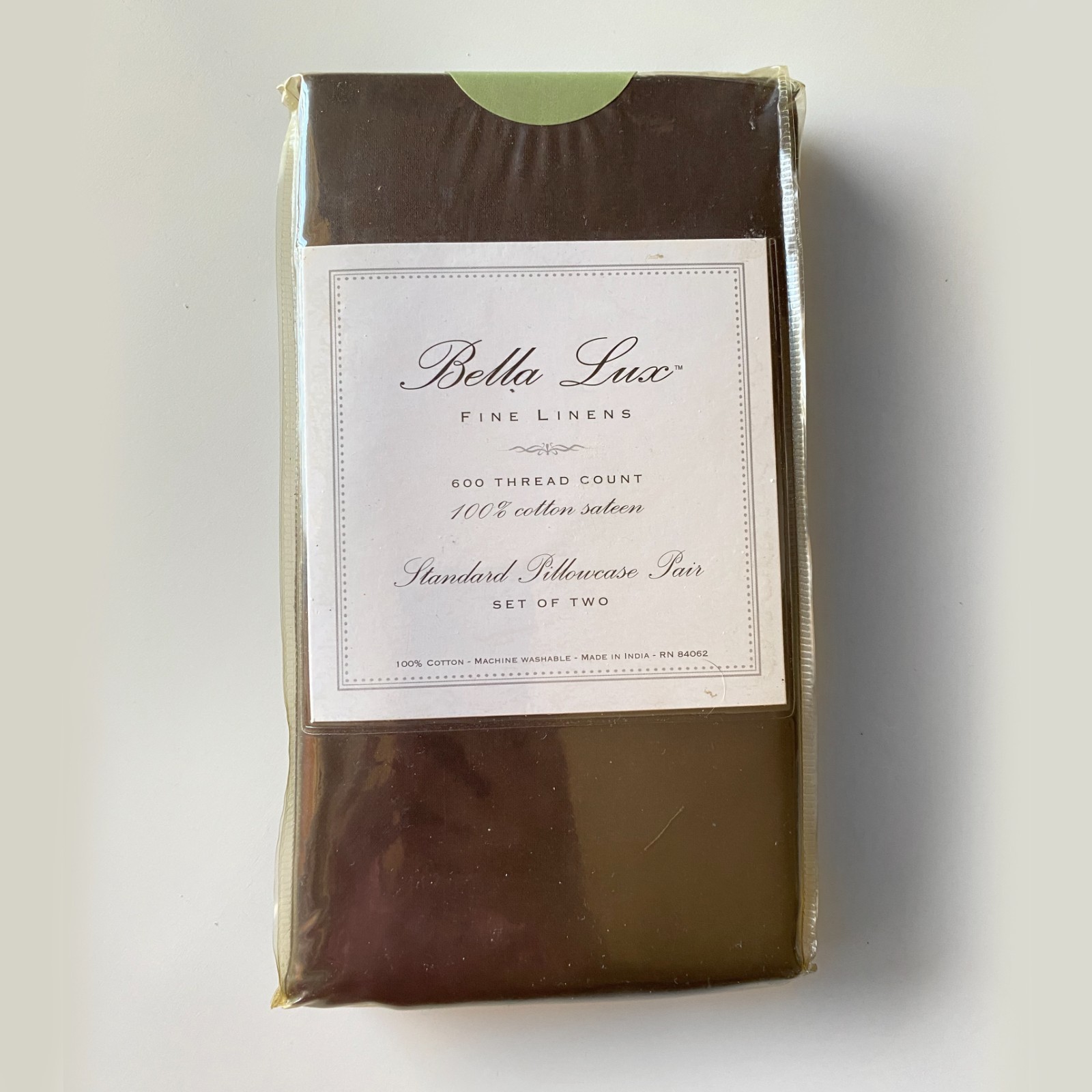 Bella Lux Standard Pillowcase Pair Brown 600 TC 100% Cotton Sateen Set of 2 gallery