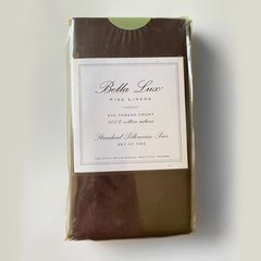 Bella Lux Standard Pillowcase Pair Brown 600 TC 100% Cotton Sateen Set of 2