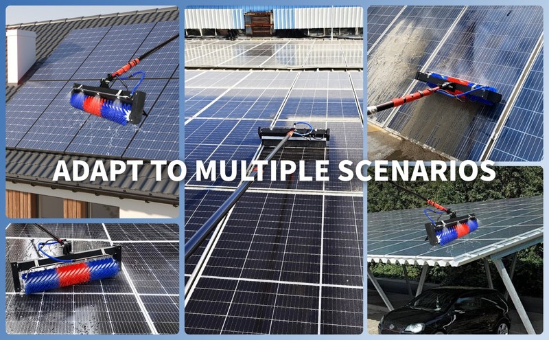 Professional Solar Panel Cleaning Brush,400RPM,Water-Fed System,AC/DC Power gallery