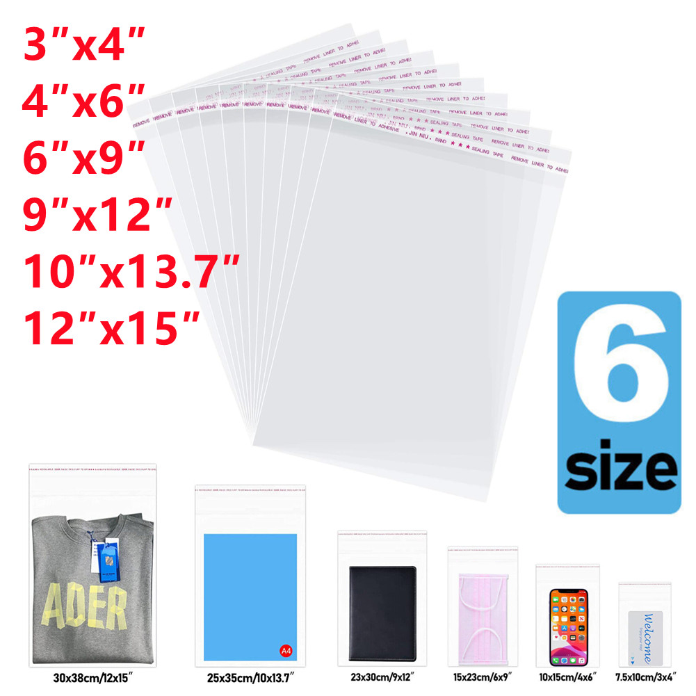 1000pcs Resealable Poly Bags Transparent OPP Bag Plastic Bags Self Adhesive Seal gallery