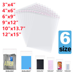 1000pcs Resealable Poly Bags Transparent OPP Bag Plastic Bags Self Adhesive Seal