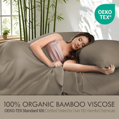 Home Sheets Bed Sheet Set, 100% Rayon derived from Bamboo, Queen Taupe gallery