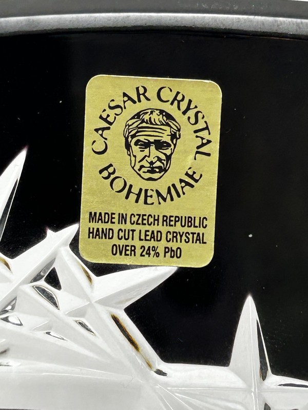 Caesar Crystal Bohemia Hand Cut Lead Crystal Decorative Bowl Plate Black Clear gallery