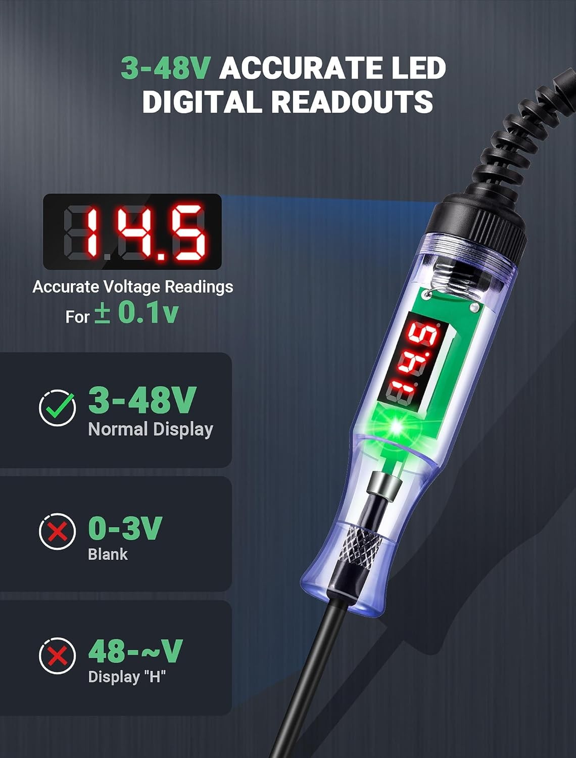 Automotive Test Light with 3-120V LED DC Digital Voltage Display,Circuit Test Ne gallery