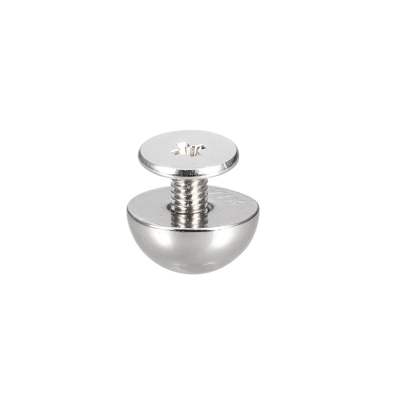 20 Sets 10x6mm Screw Back Rivets Solid Round Head Leather Studs Silver gallery