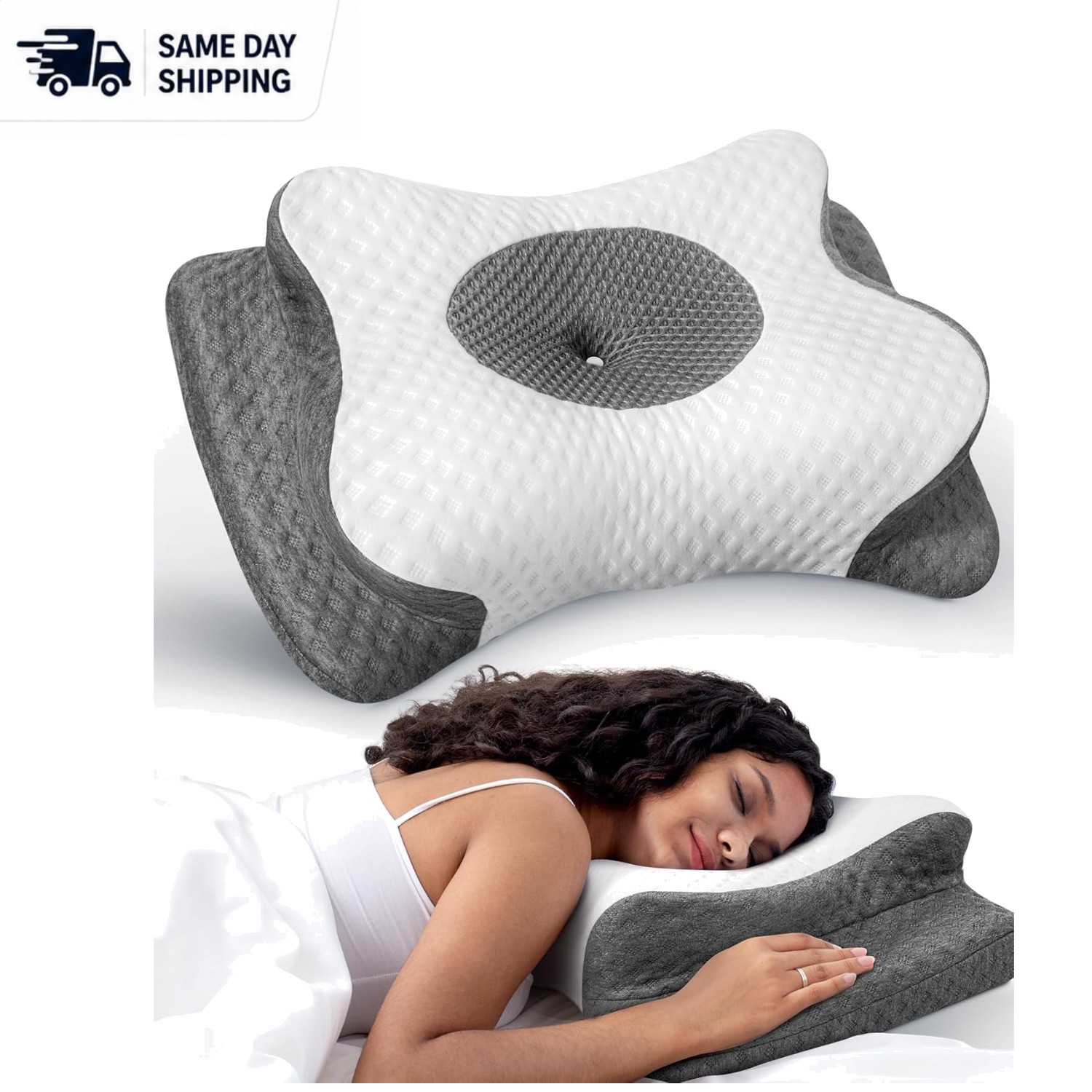 No More Aches Adjustable Cervical Neck Pillow - Ergonomic Pain Relief & Support gallery