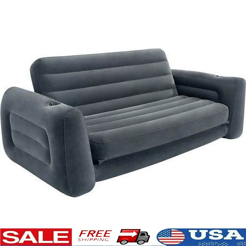Pull Out Sofa Inflatable Bed Comfortable Couch Quick Inflate Indoor Use