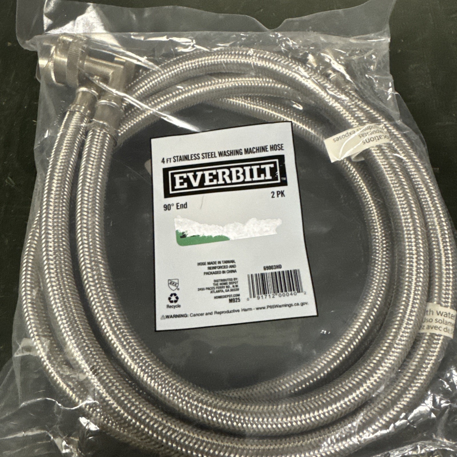 Everbilt 4 ft. Polymer Coated Stainless Steel Washing Machine Connector (2-Pack) gallery