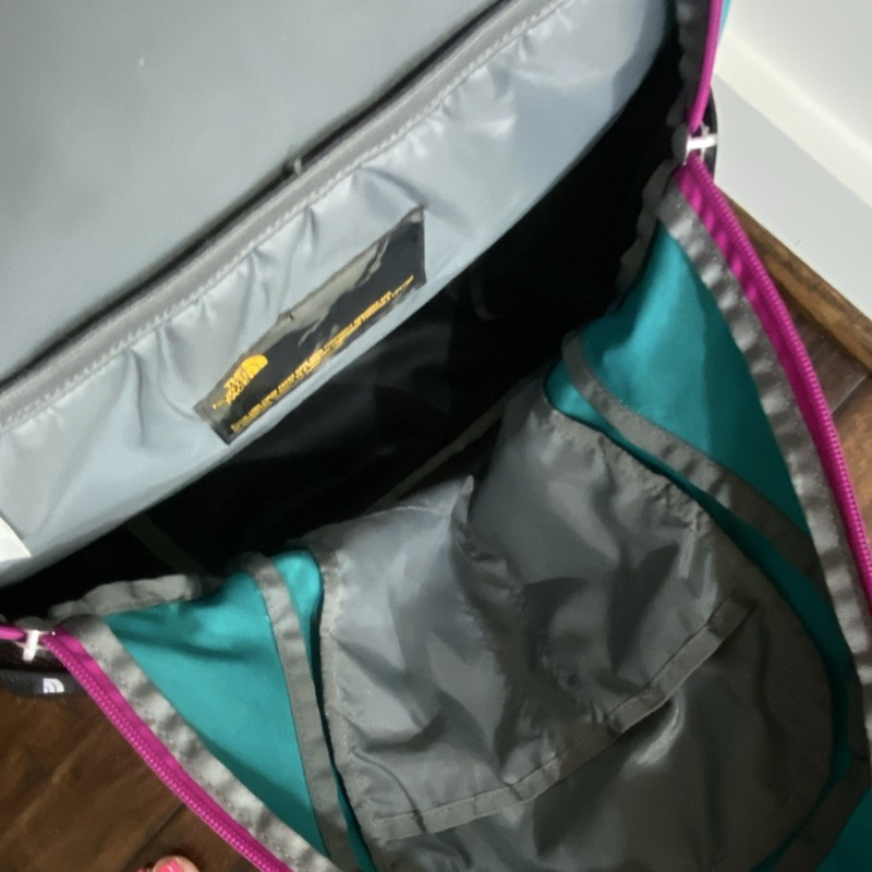 The North Face Haystack Hiking Backpack Turquoise Black Pink External Pockets 2