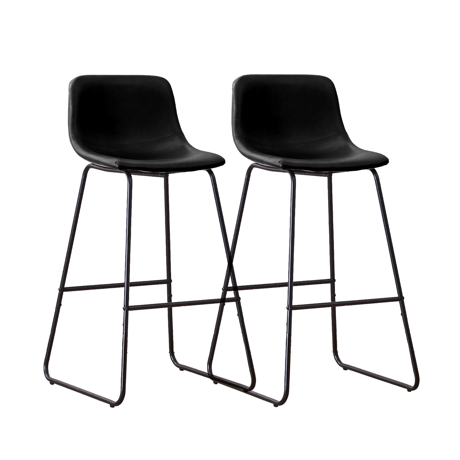 Set of 2 Retro Counter Height Bar Stool 330lb Capacity PU Leather Bar Chairs gallery