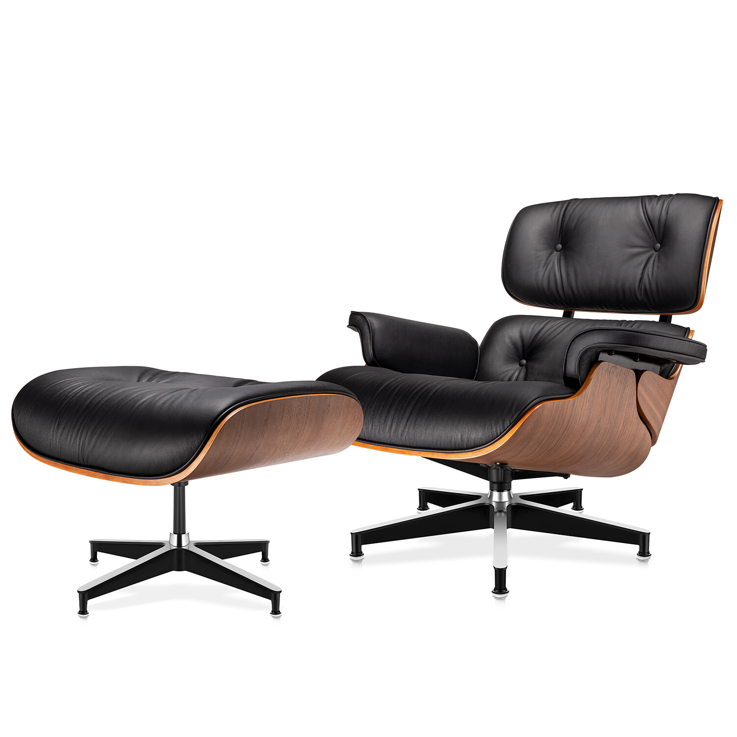 Mid-Century Pro Tall Eames Lounge Chair Swivel Armchair Recliner w/ Ottoman Set gallery