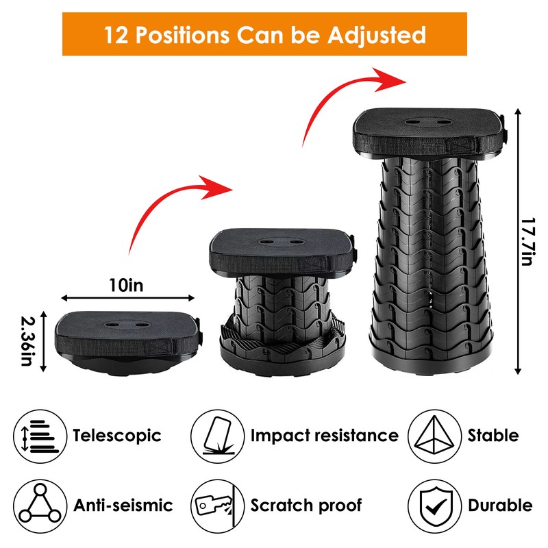 Portable Telescopic Stool Retractable Foldable Camping Hiking Travel Chair Seat gallery
