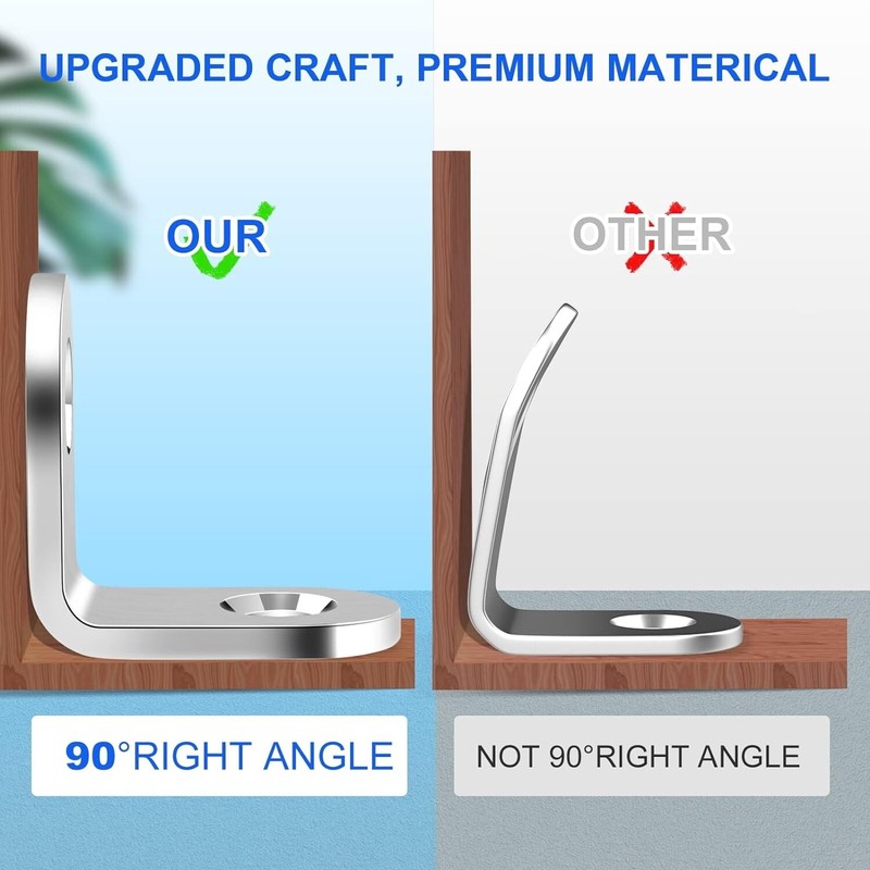 40pack L Bracket Corner Brace Sets Silver Stainless Steel 90 Degree Right Angle gallery