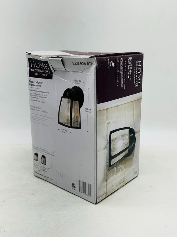 Home Decorators Collection 1-Light Outdoor Wall Lantern (Black, Seeded Glass) gallery