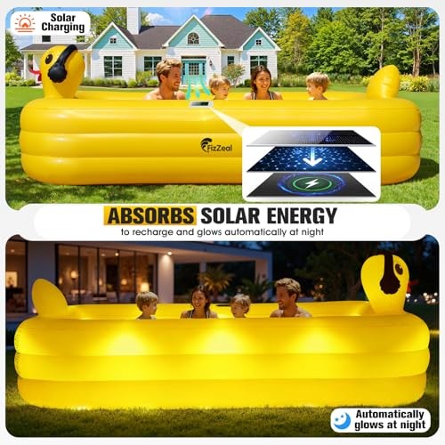 Inflatable Pool with Lights,Solar Duck Inflatable Swimming Pool for Kid,Blow gallery