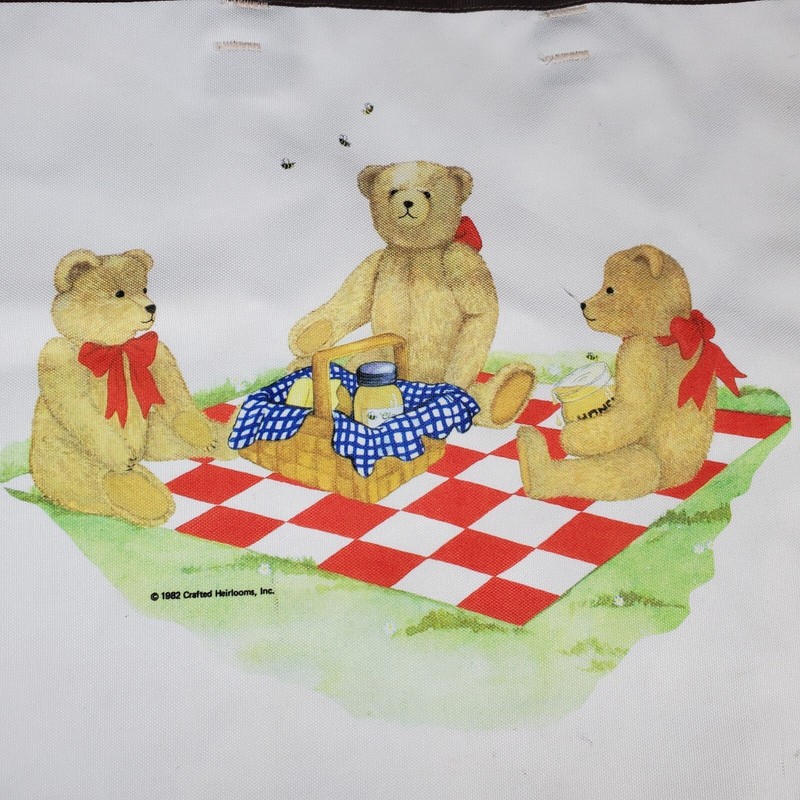 Vintage Tote Bag Teddy Bear Picnic American Artists Guild 1982 Crafted Heirlooms gallery
